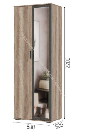 Шкаф распашной "Нельсон" ШК-04 Дуб каньон/Железный камень