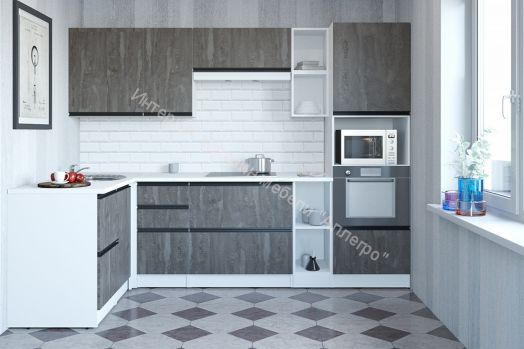 Кухонный гарнитур Ноктюрн мега прайм 1500х2700 мм