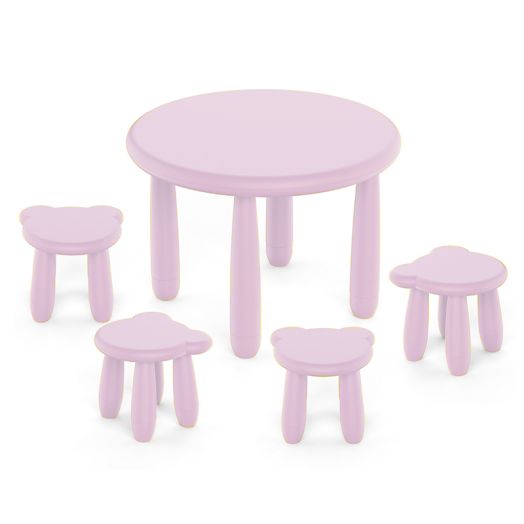 Комплект детский, пластиковый со столом TINI и табуретами TEDDY  (розовый)