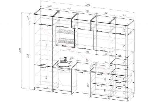 Кухонный гарнитур Терция экстра 5 3000 мм