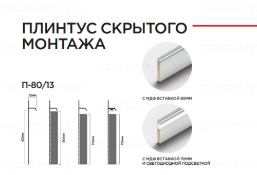 Скрытый плинтус П-80/13
