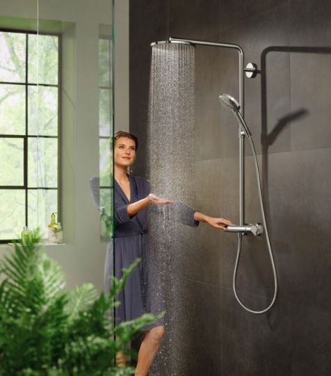 Душевая система Hansgrohe Raindance Select S Showerpipe 27633670 с термостатом черный матовый схема 9