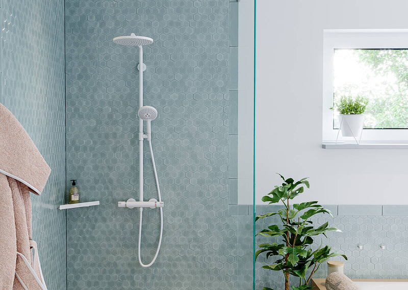 Душевая система Hansgrohe Croma Select S 26890700 с термостатом белая матовая схема 4