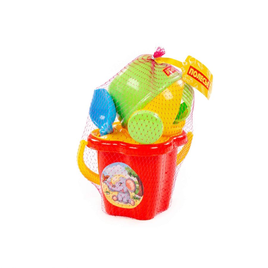 Набор №222: ведро-цветок среднее, ситечко-цветок, совок №2, грабельки №2, лейка малая №4