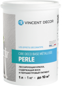 Краска Лессирующая Vincent Decor Cire Deco Base Metallisee Perle 0.8л с Перламутровым Блеском / Винсент Декор Сир Деко База Металлизе Перль.
