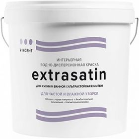 Краска Влагостойкая Vincent Extrasatin 9л Белая, Износостойкая, Полуглянцевая / Винсент Экстрасатин.