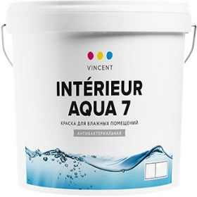 Краска для Ванных Комнат и Кухонь Vincent Interieur Aqua 7 2.25л Белая, Полуматовая Устойчивая к Мытью / Винсент Интериор Аква 7.