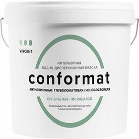 Краска для Стен и Потолков Vincent Conformat 9л Глубокоматовая, Износостойкая / Винсент Конформат.*