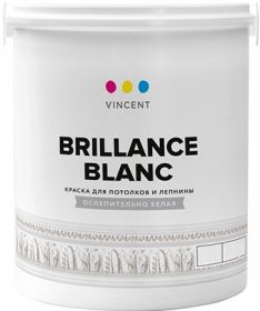 Краска для Потолков и Лепнины Vincent I2 Brillance Blanc 9л Ослепительно Белая / Винсент Бриллианс Бланк.