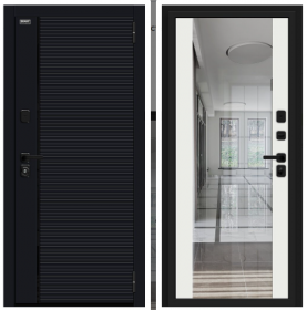 Входная Дверь Bravo Лайнер-3 Total Black/Off-White 960x2050мм Левое Открывание / Браво.