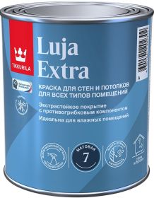Краска для Стен и Потолков Tikkurila Luja Extra 7 9л Белая, Матовая, Моющаяся с Противогрибковым Компонентом / Тиккурила Луя Экстра 7.