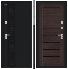 Входная Дверь Bravo Thermo Техно Декор-2 Букле Черное/Wenge Veralinga 860x2050мм Правое Открывание / Браво.