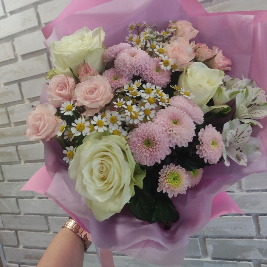 Букет мини с ромашками