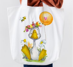 Хлопок - Купон для пошива сумочки - Гусь с шариком 29*80 см. limit УЦЕНКА!