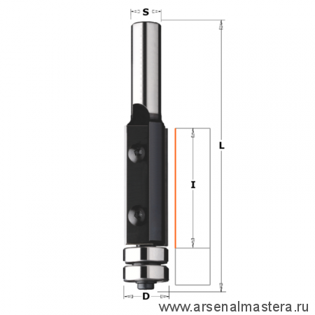 Фреза обгонная нижний подшипник сменные ножи HM S12 D 19 x 50 Z2 RH CMT 657.991.11