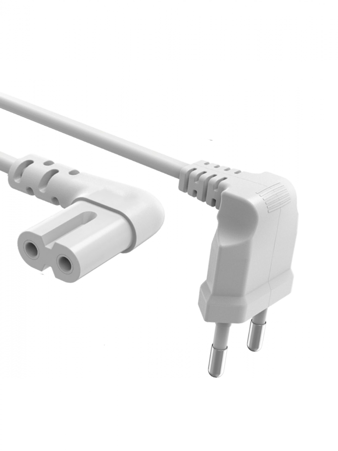Шнур сетевой, вилка - евроразъем С7, кабель угловой 2x0,75 кв мм