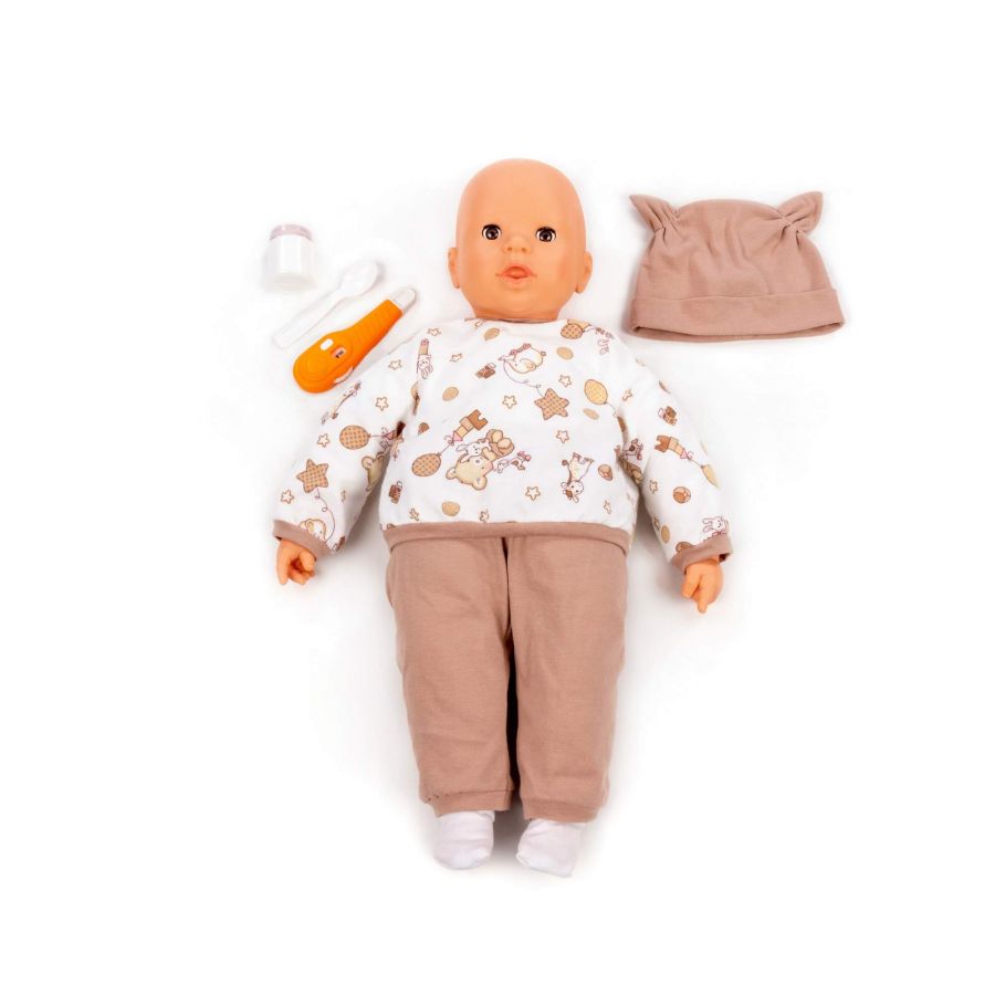 Пупс мягконабивной "Очаровательный" (52 см) + набор с аксессуарами (3 элемента) (в коробке)