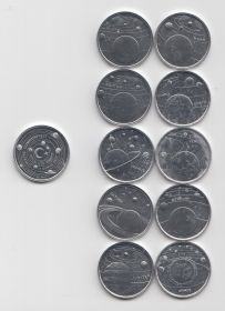 Турция Набор 10 монет 1 куруш "Планеты Солнечной системы" 2022 год UNC