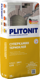 Клей Термостойкий Plitonit Суперкамин Термоклей 25кг для Облицовки Печей и Каминов / Плитонит