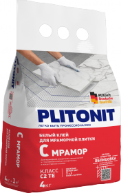 Клей для Мраморной Плитки Plitonit С Мрамор 4кг Белый / Плитонит