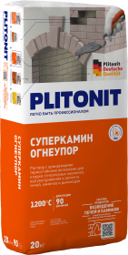 Раствор Plitonit СуперКамин ОгнеУпор 20кг Желтый с Армирующими Термостойкими Волокнами / Плитонит