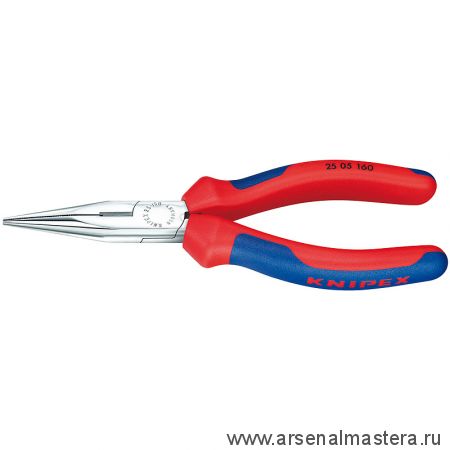 Длинногубцы 140 мм с режущими кромками, хром, 2-комп ручки 25 05 140 KNIPEX KN-2505140