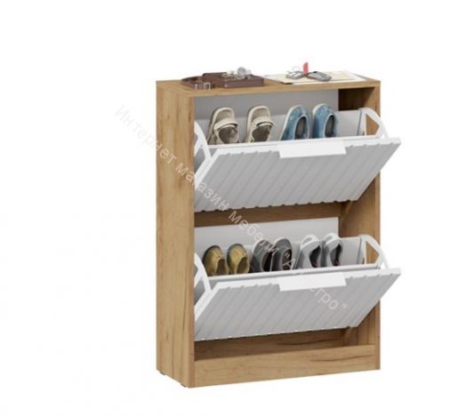 Тумба для обуви "Хилтон" Исп.2 -303.012.000 Дуб крафт золотой/Белый матовый