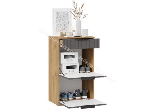 Тумба комбинированная "Хилтон" Исп.2.1 -303.006.000 Дуб крафт золотой/Графит матовый