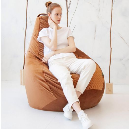 Кресло груша ZIZI из премиум велюра (Карамель)