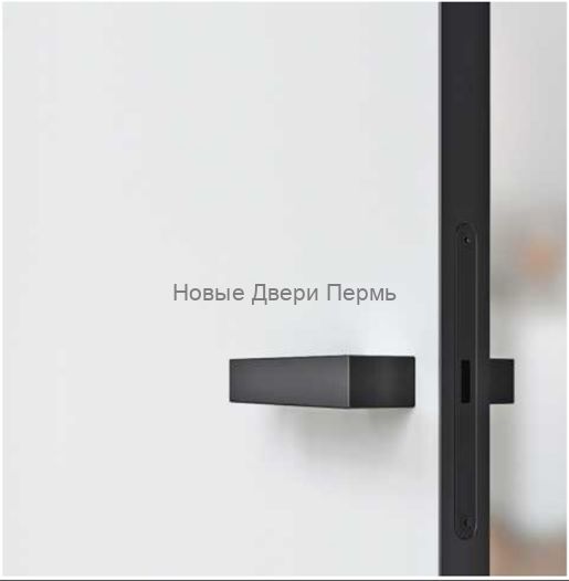 Дверь межкомнатная Fusion FN31 (полотно кромка ABS черная + врезка под замок + магнитный замок (цвет черный), цвет белый, эмалит (экошпон), глухая