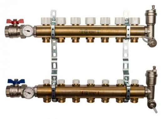 Stout 1"x3/4" на 7 выходов коллектор для радиаторного отопления из латуни (SMB-0468-000007)