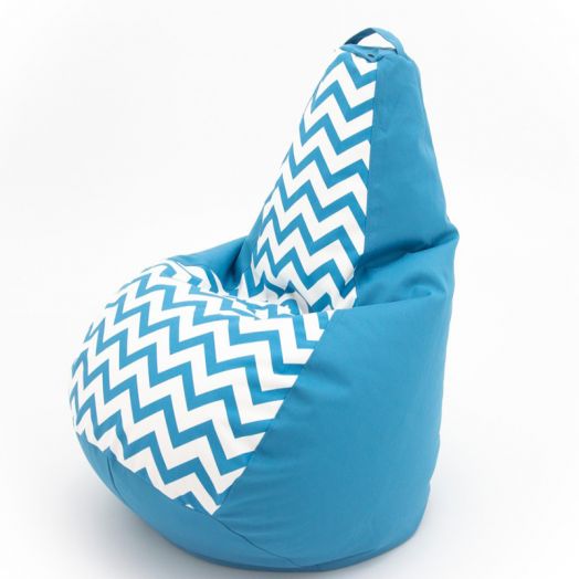 Кресло-груша (мешок) МИКС  из рогожки и велюра (Зигзаг синий)