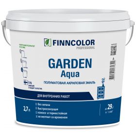 Эмаль Акриловая Finncolor Garden Aqua 2.7л Универсальная, Полуматовая для Внутренних Работ Без Запаха / Финнколор Гардн Аква*