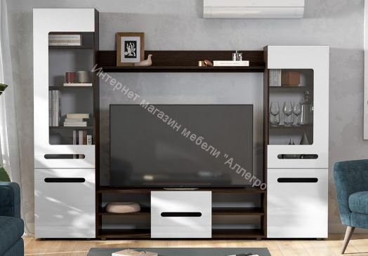 Гостиная МГС 6 исполнение 1 Венге/Белый глянец