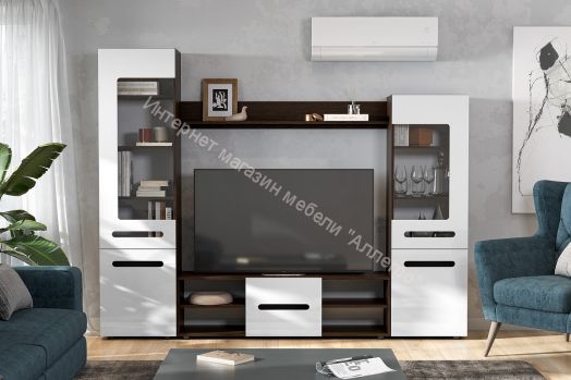 Гостиная МГС 6 исполнение 1 Венге/Белый глянец