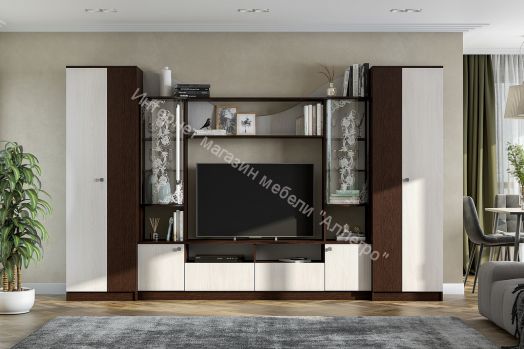 Гостиная МГС 8 исполнение 1 Дуб Венге/Ясень анкор светлый