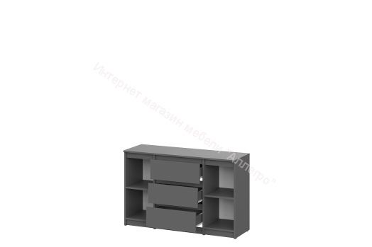 Комод 3 ящика двухстворчатый Денвер Графит серый
