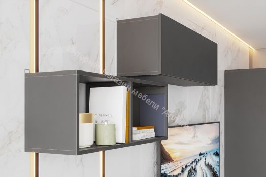 Полка книжная Денвер Графит серый