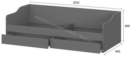 Кровать КР 2 (универсальная) Денвер Графит Серый