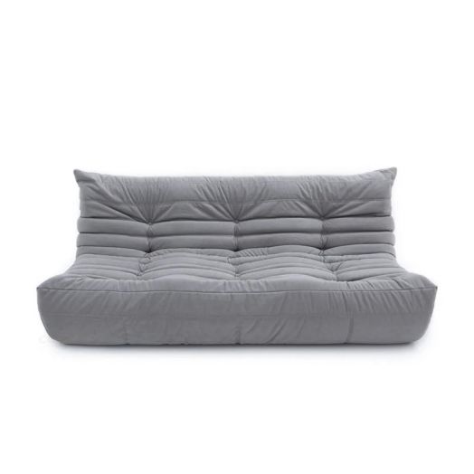 Бескаркасный диван 3-хместный ФРАНЦУЗ  из микровелюра (Серый)