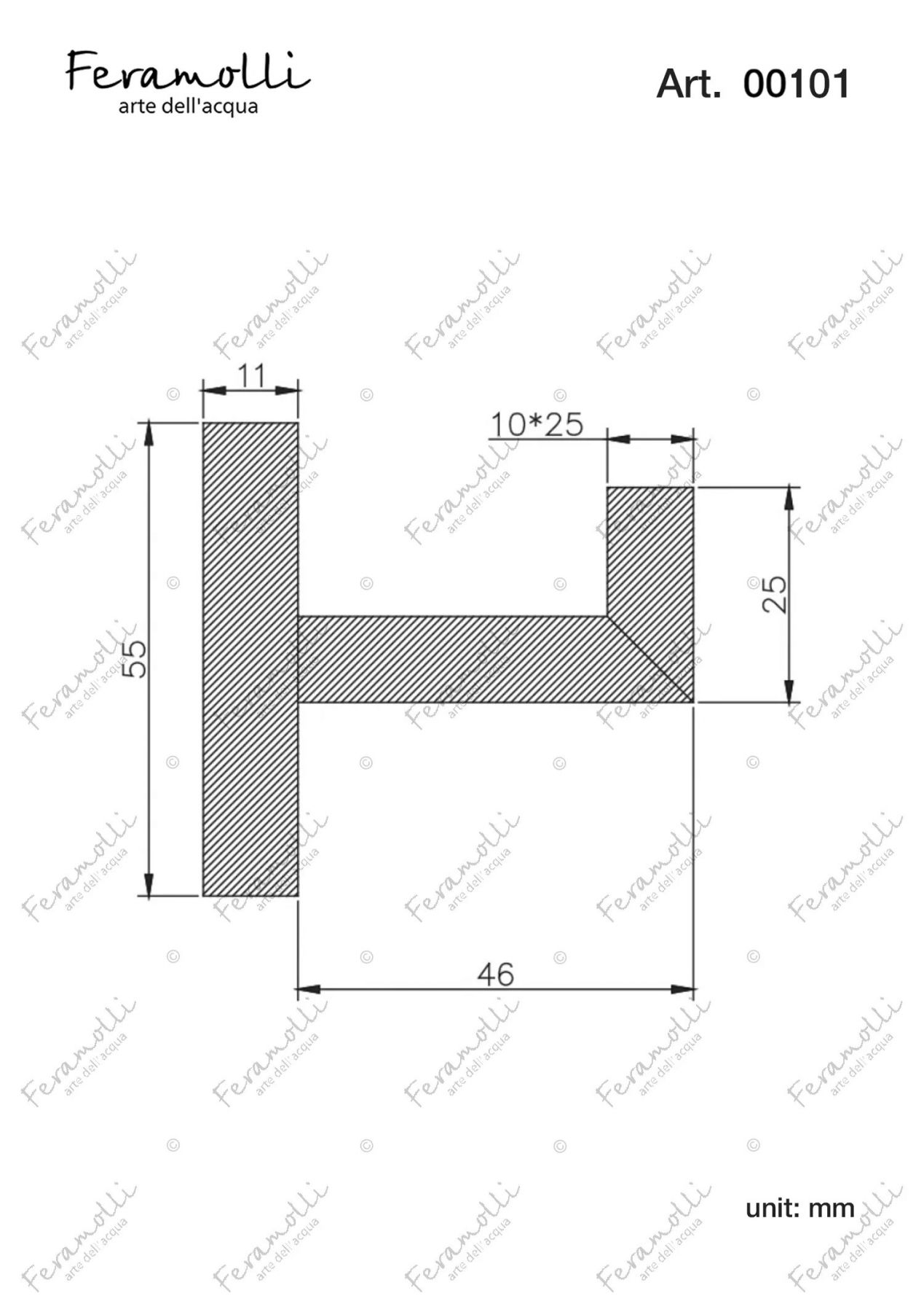 Крючок Feramolli CL101, хром схема 2