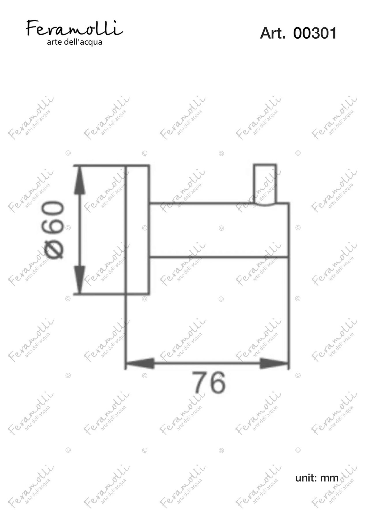 Крючок Feramolli CL301, хром схема 2