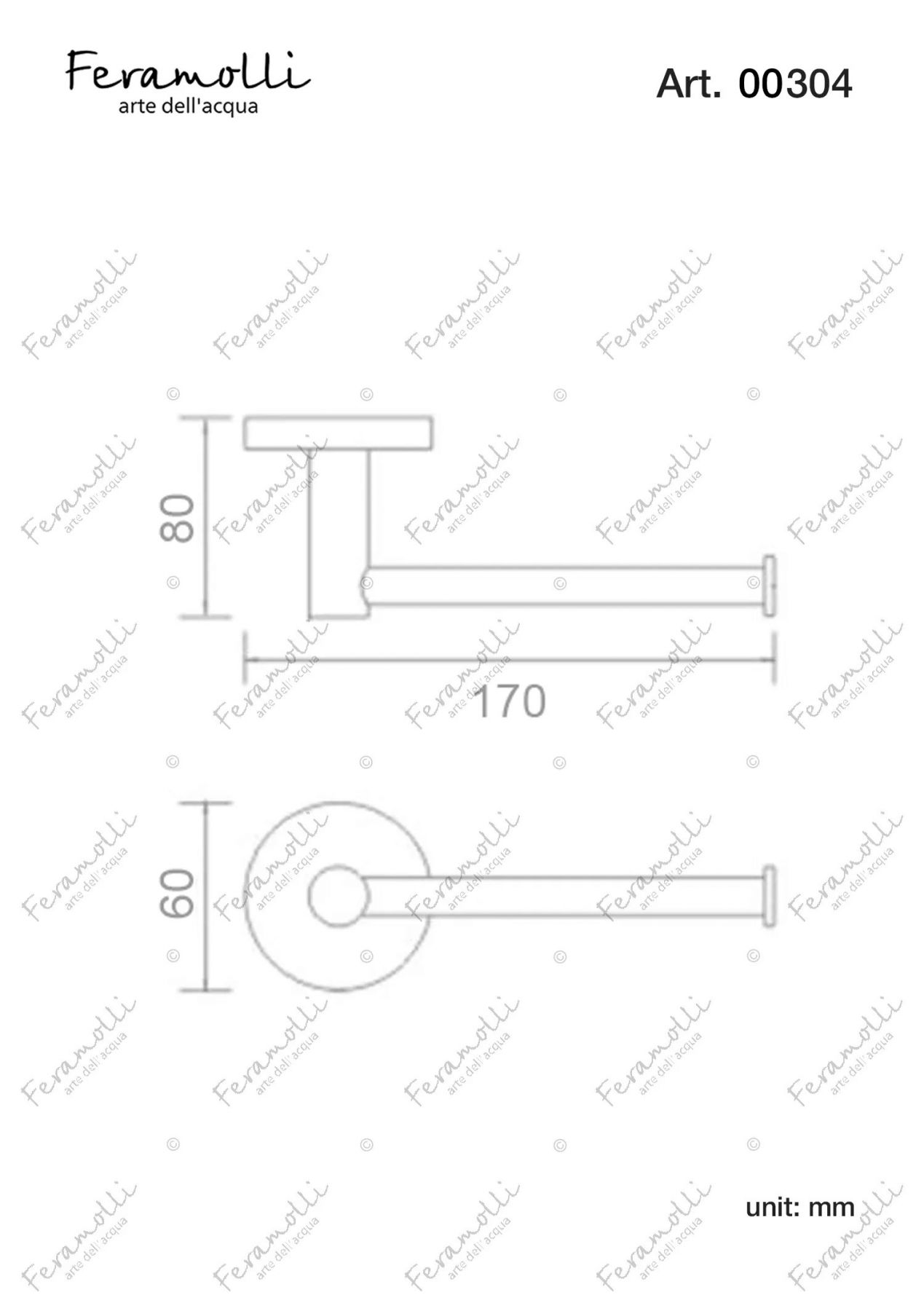 Бумагодержатель Feramolli CL304, хром схема 2