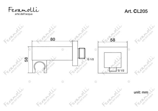 Подключение для шланга с держателем Feramolli CL205, хром ФОТО