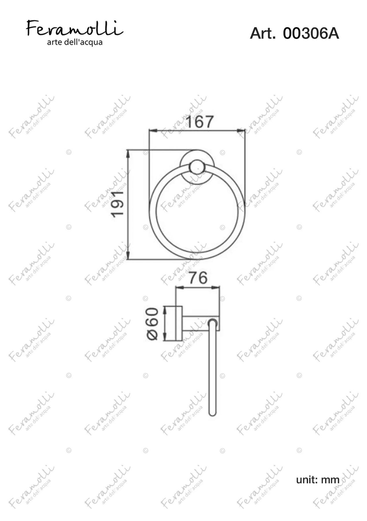 Держатель для полотенец Feramolli BL306A, черный схема 2