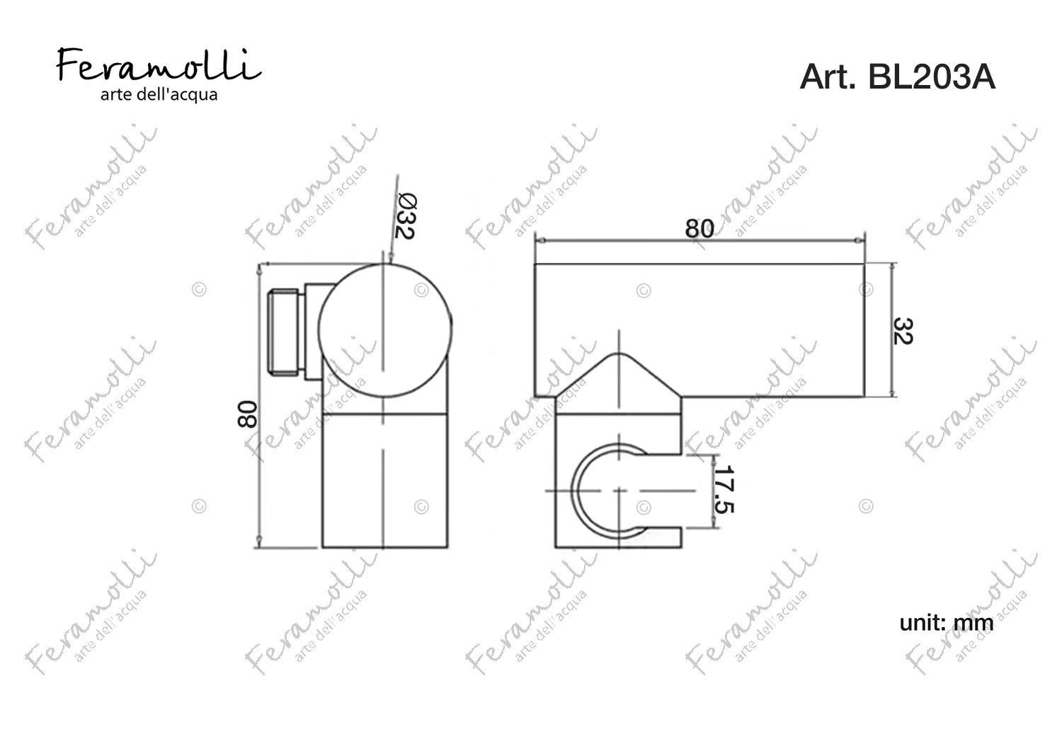 Держатель ручного душа Feramolli BL203A, черный схема 2