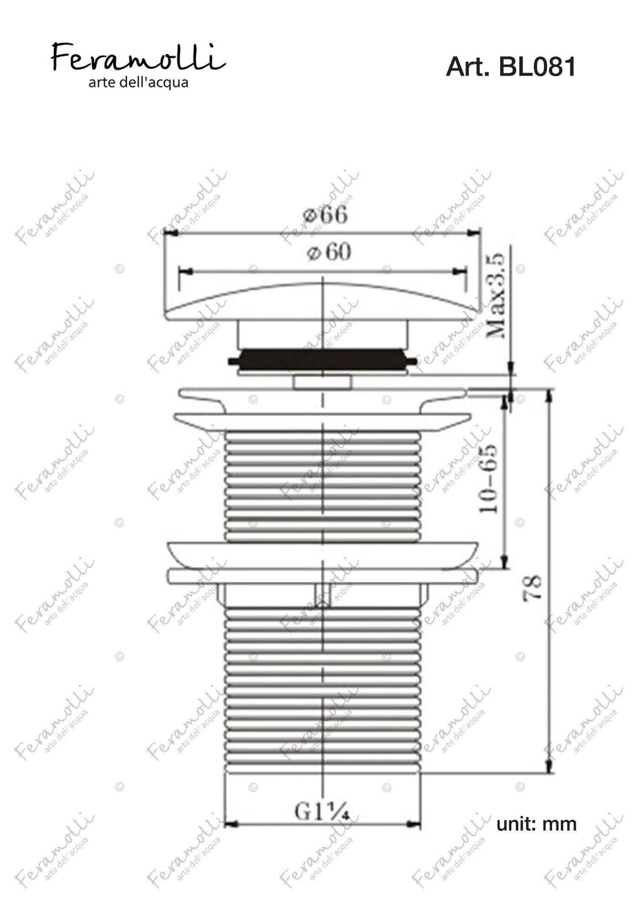 Донный клапан Feramolli BL081, черный схема 2