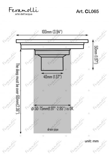 Трап для душа 10x10cm Feramolli CL065, хром ФОТО