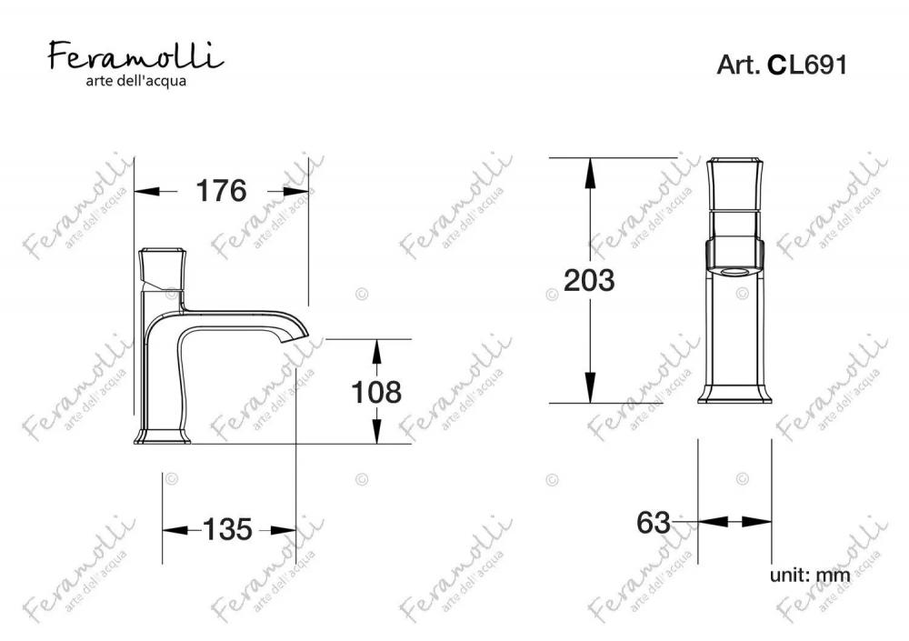 Смеситель для раковины Feramolli CL691, хром схема 2