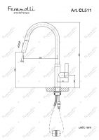 Смеситель для кухни с выдвижным изливом Feramolli CL511, хром схема 2